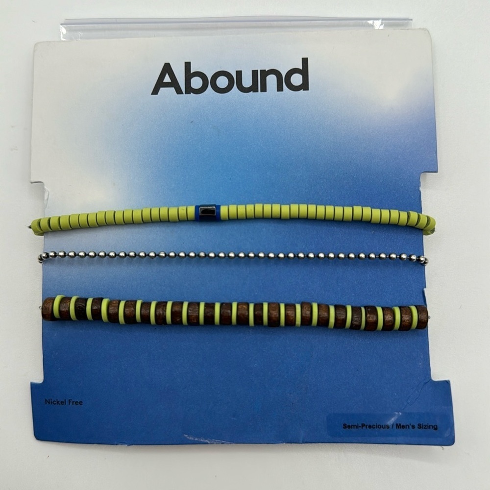 Abound Set of 3 Bracelets beaded and chain NWT